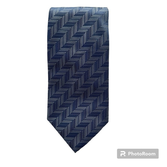 Dormeuil Geometric Repp Blue Tie 100% Silk Handmade in Italy Wide 58” x 4” - Picture 4 of 12